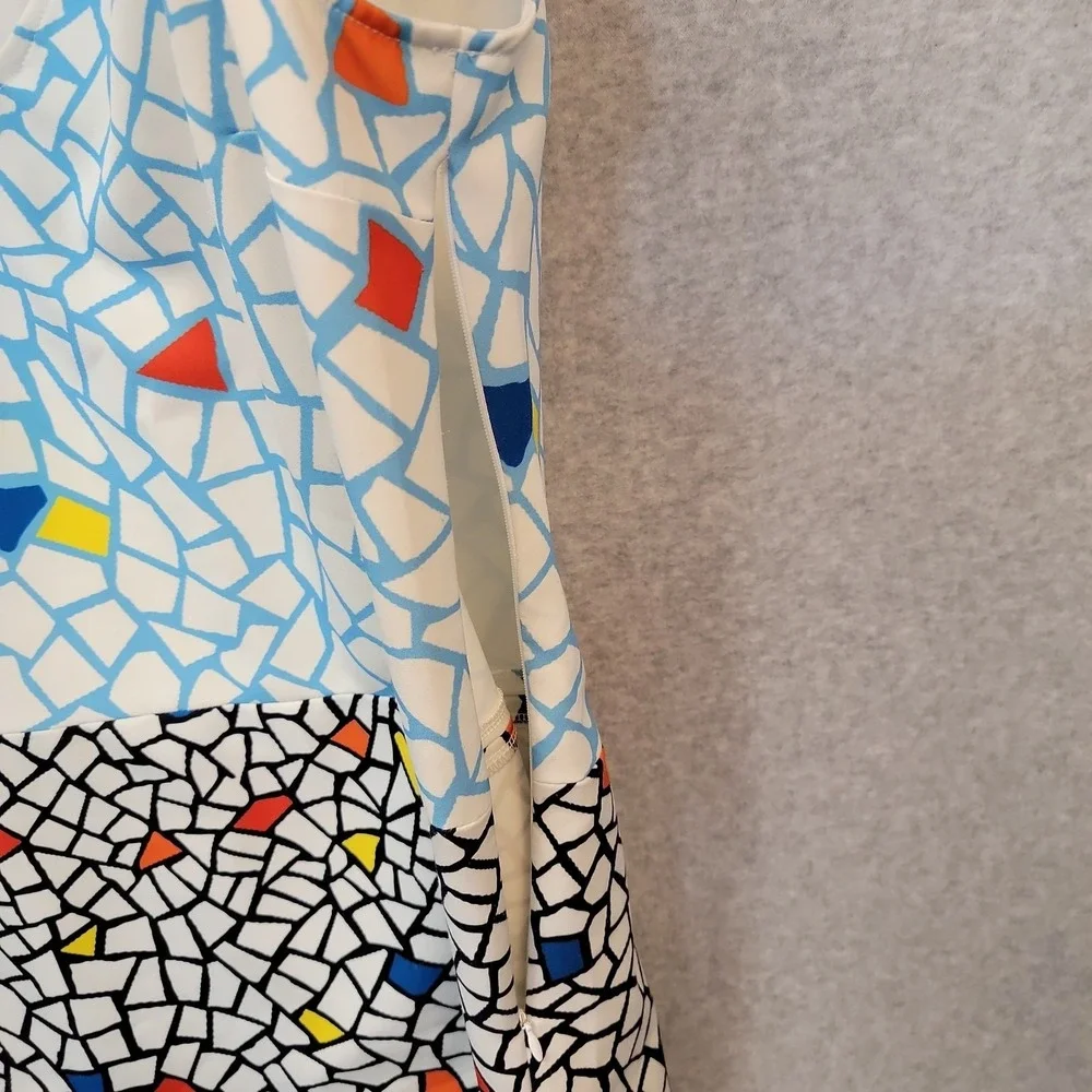 Desigual Women's Multicolored Mod Tank Dress Sleeveless Art V-Neck EU Sz 44 US M